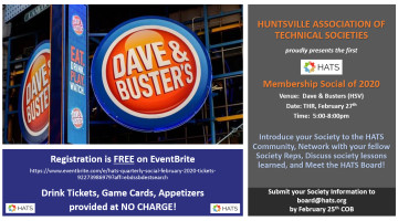 Next Social: Feb 27 Dave and Buster's